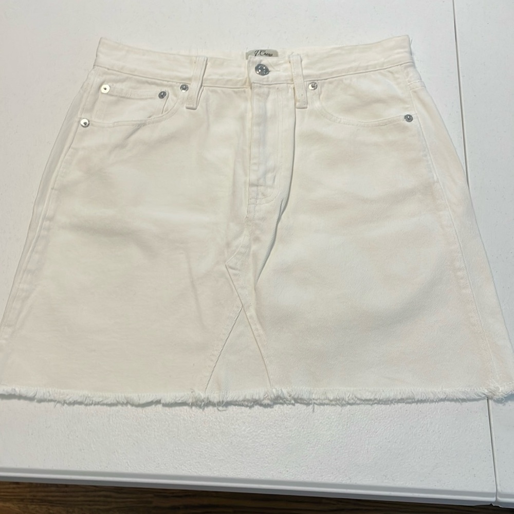 Women’s white jean skirt from Jcrew